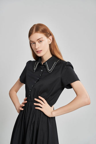Women Black dress  shine