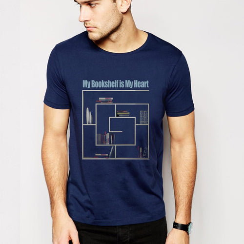 Men's Printed Neck T-shirt Blue
