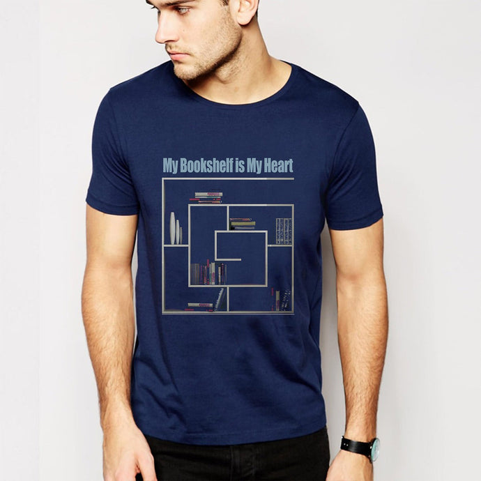 Men's Printed Neck T-shirt Blue